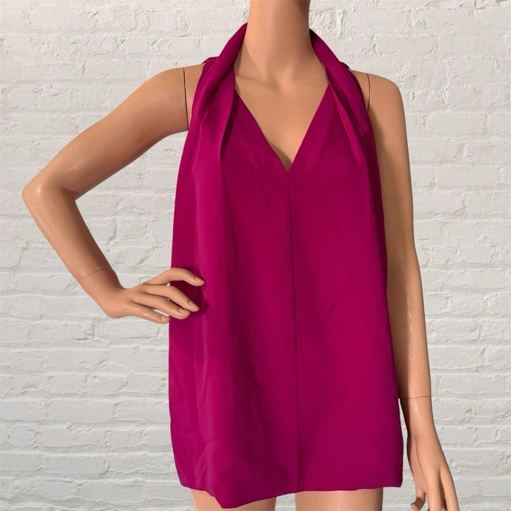 Diane von Furstenberg Tunic Tank Womens L Reagan Pink Fuschia Chic Sleeveless